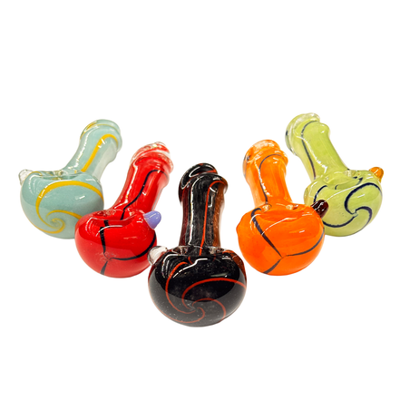 4.5" Hand Pipe with Color Frit Art with Twisted Mouth