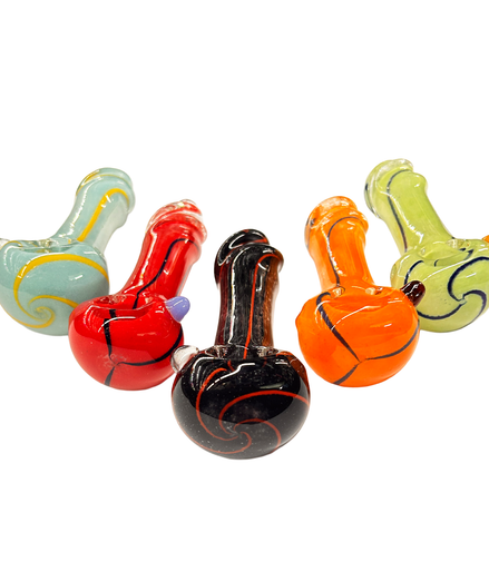 4.5" Hand Pipe with Color Frit Art with Twisted Mouth