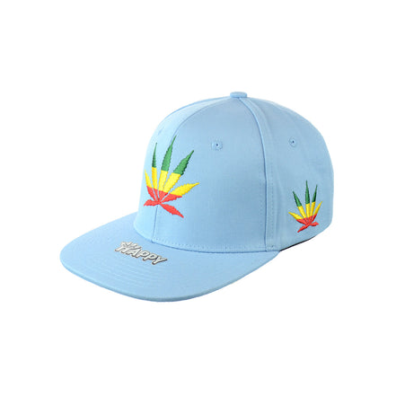 Rasta Leaf Good Vibes Embroidered Snapback Hat 100% Cotton