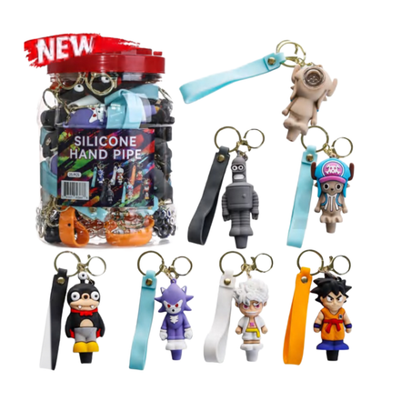 4" Keychain Silicone Character Hand Pipe Jar of 25 PCS