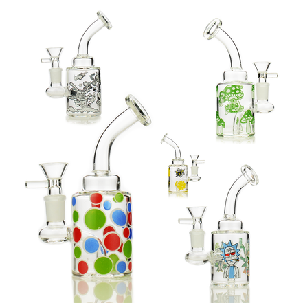 6" Glow In Dark Water Pipe with 14mm Male Bowl