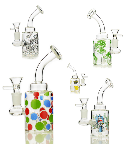 6" Glow In Dark Water Pipe with 14mm Male Bowl