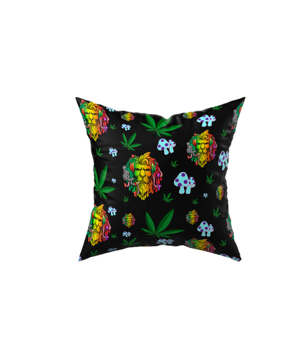 Rasta Lion Alternative Polyester Black Pillow, Couch Cushion, Sham Stuffer (Size:18x18)