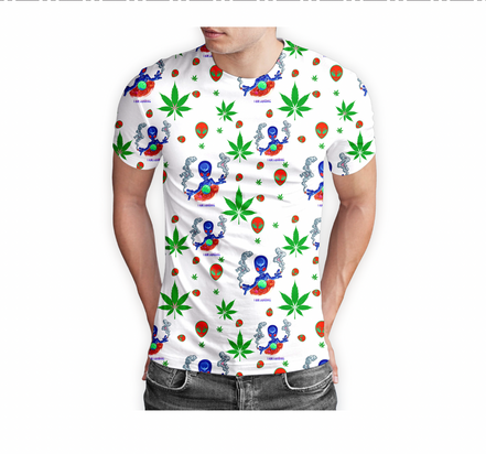 I am Landing Alien White T-Shirt Short Sleeve Pack of  5 Units 1-M, 1-L, 1-XL, 1-XXL, 1-XXXL -- 100% Polyester