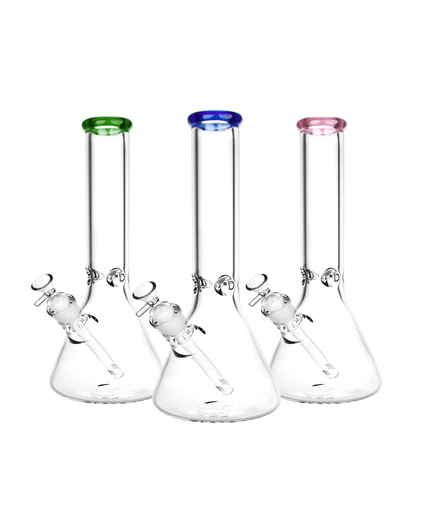 12" Beaker 9mm Glass with Color Tube 14mm Male Bowl