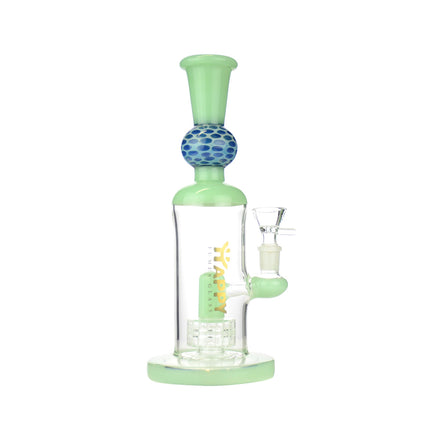 10" HAPPY FUMES GLASS Water Pipe with Honeycomb Sphere Neck and Matrix Shower and 14mm Male Bowl