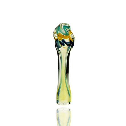 4" Twisted Mouth Glass Chillum with Silver Fume Glass