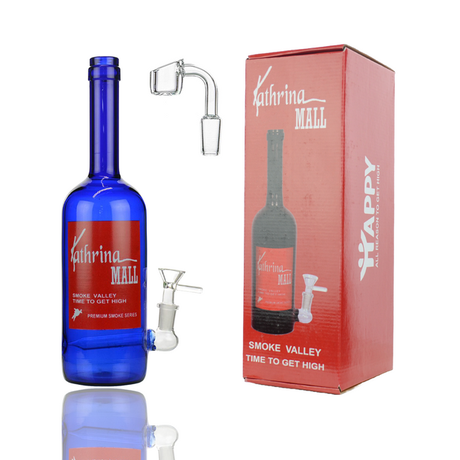 12" Kathrina Mall Wine Bottle Bong with 14mm Male Bowl and 14mm Male Bowl-Gift Box