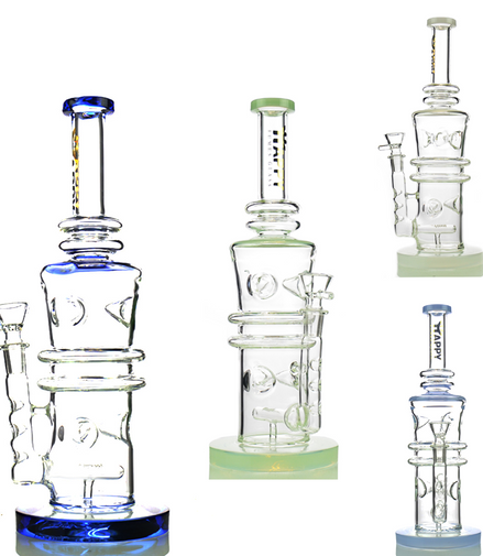 12" Happy Fumes Glass Water Pipe with 14mm Male Bowl