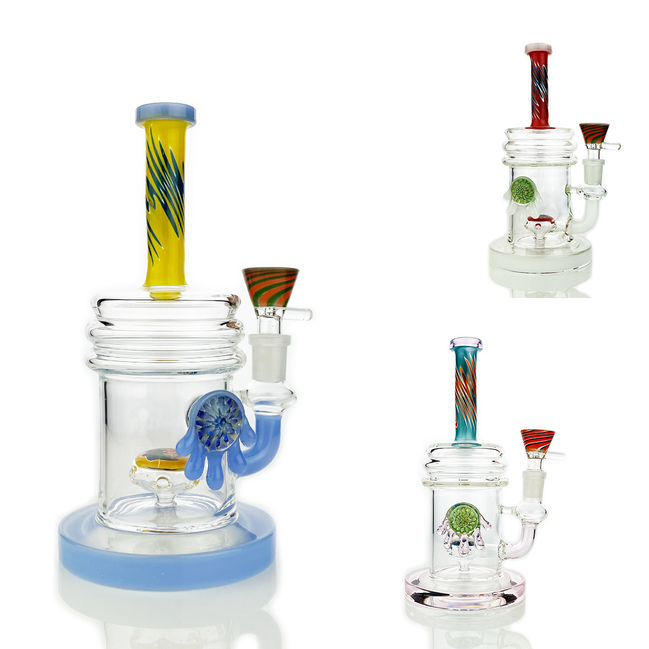 8" Reversal Neck Bong with Round Shower and 14mm Male Bowl
