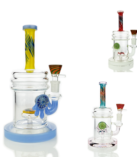 8" Reversal Neck Bong with Round Shower and 14mm Male Bowl