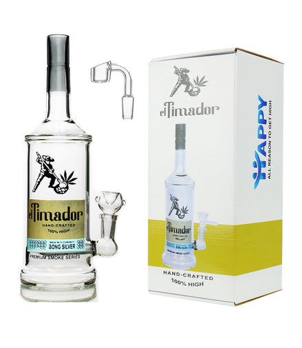 11" El Timador Tequila Bottle 100% High with 14mm Male Bowl and 14mm Male Banger
