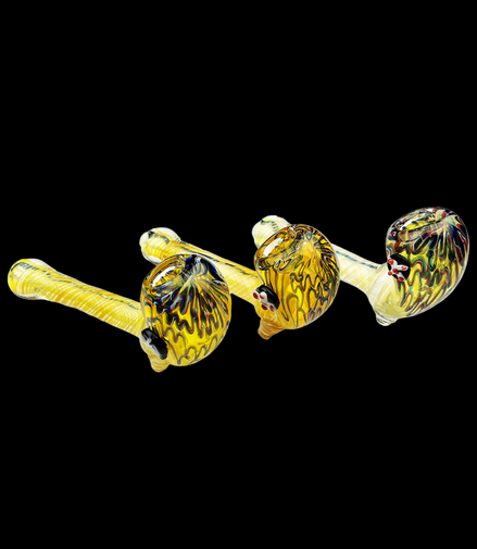 6" Sherlock Drippy Head Gold Fume Glass