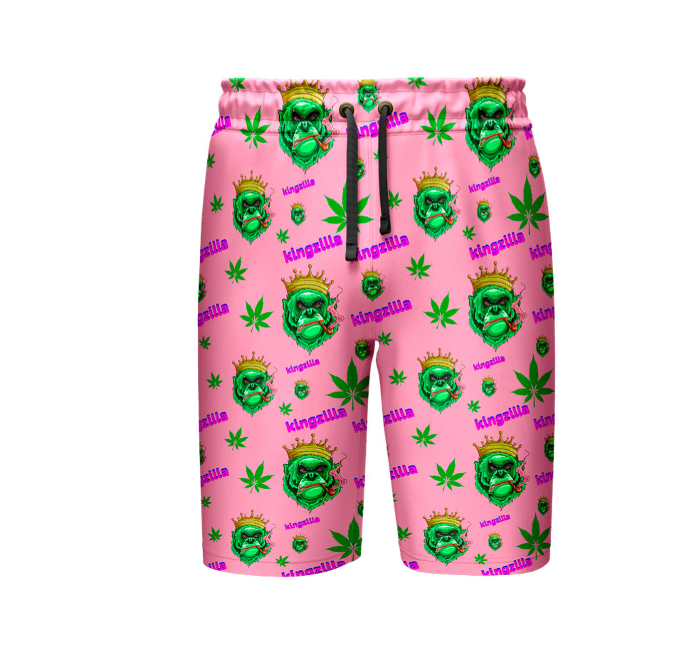 Kingzilla Leaf Pink Shirt and Short Set, Pack of 5 Sizes Sets, 1-M, 1-L, 1-XL, 1-XXL, 1-XXXL