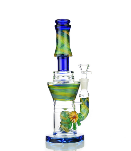 10" Water Pipe Inside Marble Art Water Pipe with Locket and 14mm Male Bowl