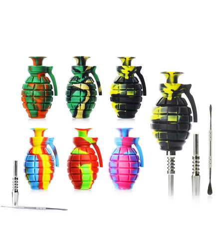 6" Silicone Grenade Nectar Collector with 14mm Titanium Nail and Metal Dabber