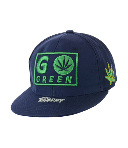 Go Green Leaf Embroidered Snapback Hat 100% Cotton