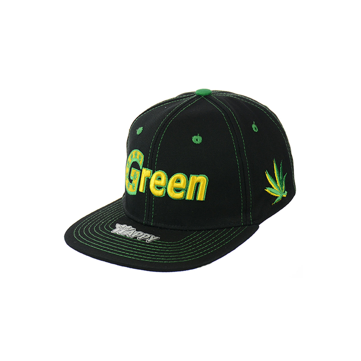 GREEN Embroidered Snapback Hat 100% Cotton