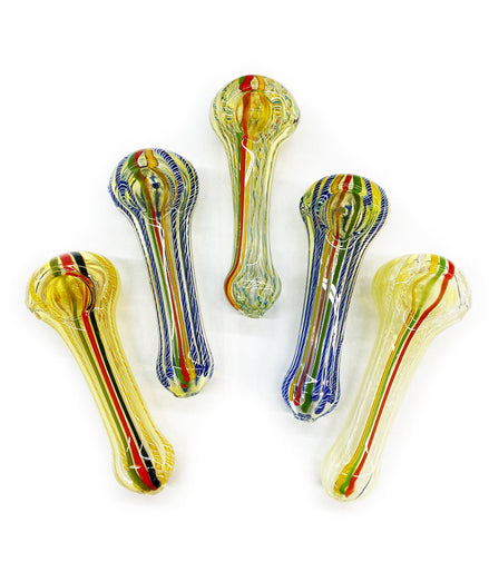 4.5" Silver Fume Rasta Line Hand Pipe