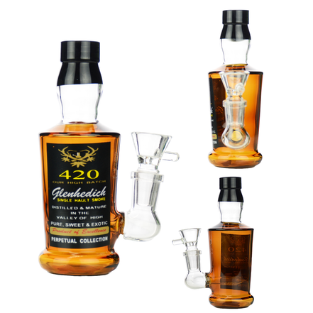 6" Mini Liquor Bottle Glenhedich with 14mm Male Bowl