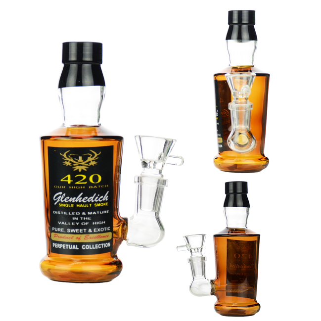 6" Mini Liquor Bottle Glenhedich with 14mm Male Bowl