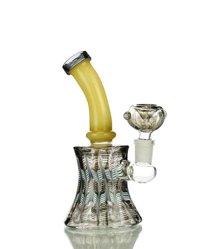 7" Bong Fancy Design with Color Tube Neck and 14mm Male Bowl