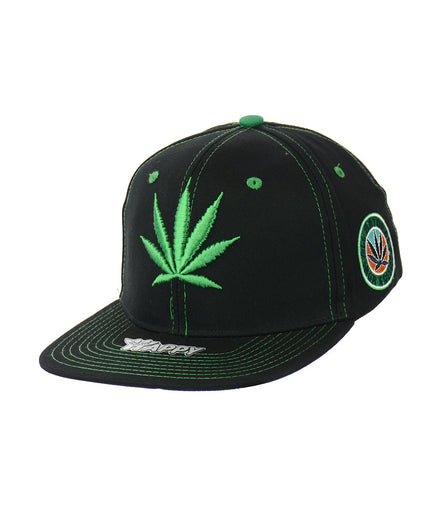 All Natural Ingredient Cannabis Leaf Embroidered Snapback Hat