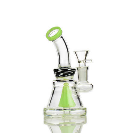 5.5" Water Pipe Bong with Slime Color Shower and Wigwag Art 14mm Male Bowl