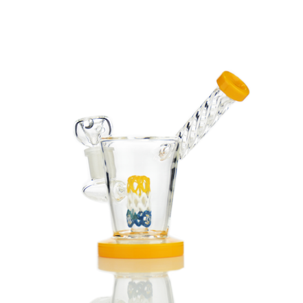 7" Water Pipe Color Rod Glass with Twisted Side Car and 14mm Male Bowl