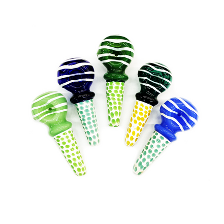 HAPPY FUMES GLASS 4.5" Hand Pipe Spoon with Dot Art