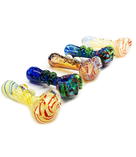 4.5" Hand Pipe Spoon with Fumed Glass and Knowkers