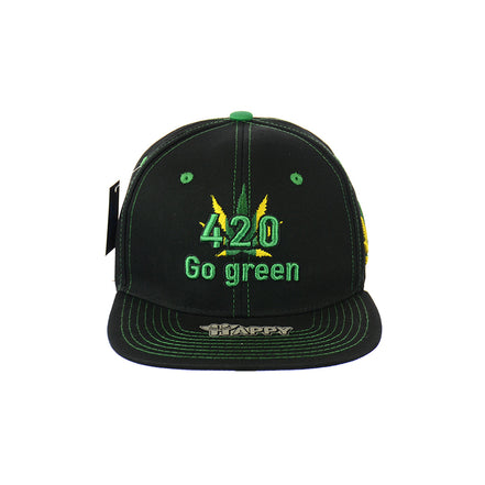 420 Go Green Embroidered Snapback Hat 100% Cotton
