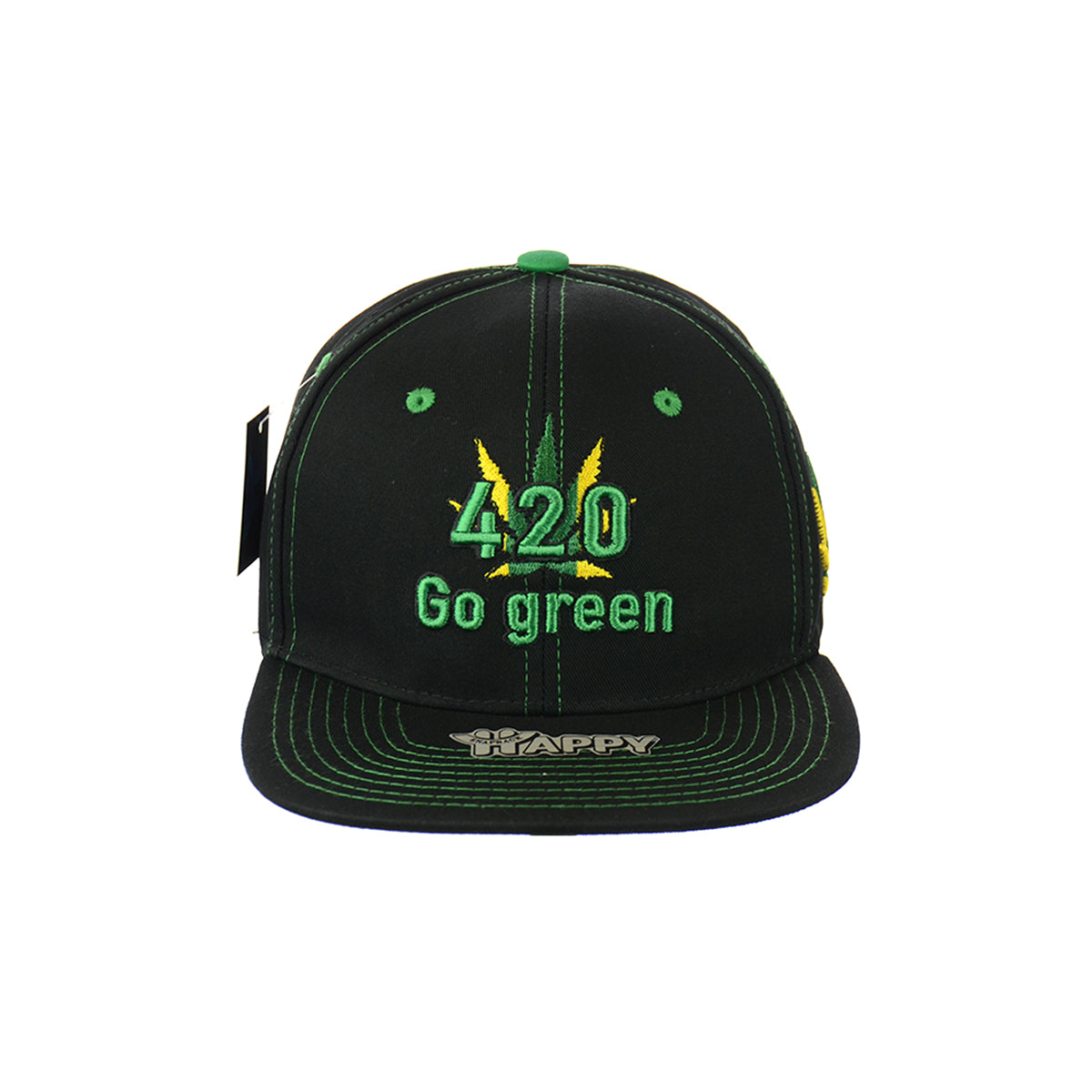 420 Go Green Embroidered Snapback Hat 100% Cotton