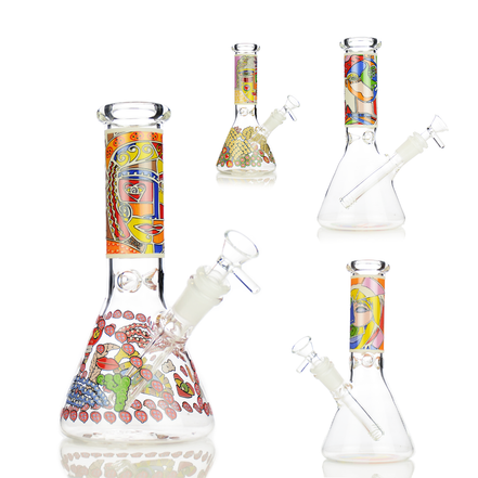 8" Assorted Art Decal Design Beaker