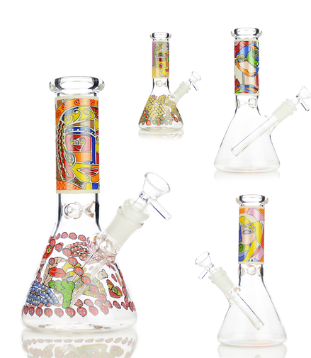 8" Assorted Art Decal Design Beaker