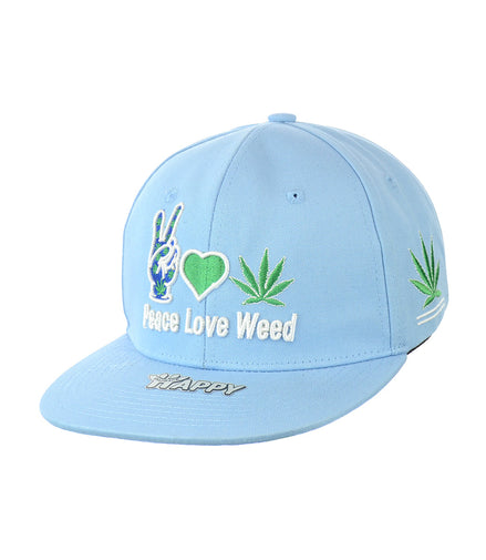 Peace Love Weed Hat Embroidered Snapback Hat