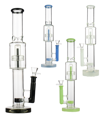 14" Dual Perc Water Pipe with 14mm Bowl