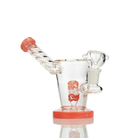 7" Water Pipe Color Rod Glass with Twisted Side Car and 14mm Male Bowl