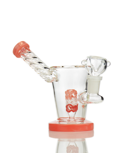 7" Water Pipe Color Rod Glass with Twisted Side Car and 14mm Male Bowl