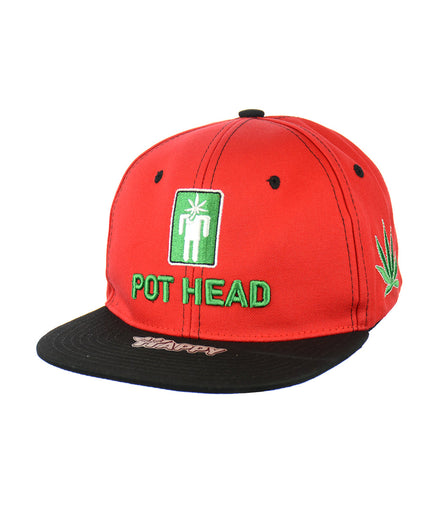 POT HEAD Leaf Embroidered Snapback Hat 100% Cotton