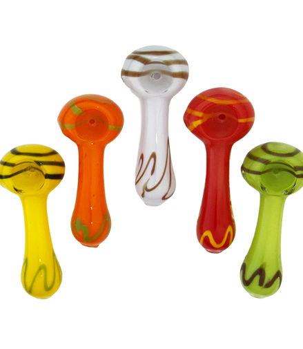 3" Hand Pipe Spoon with Color Frit Glass