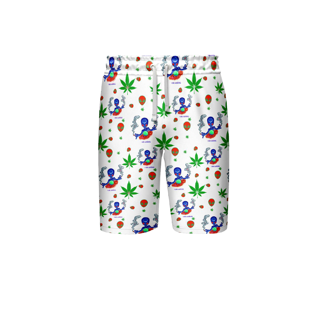 I am Landing Alien White Shorts Pack of  5 Units 1-M, 1-L, 1-XL, 1-XXL, 1-XXXL -- 100% Polyester