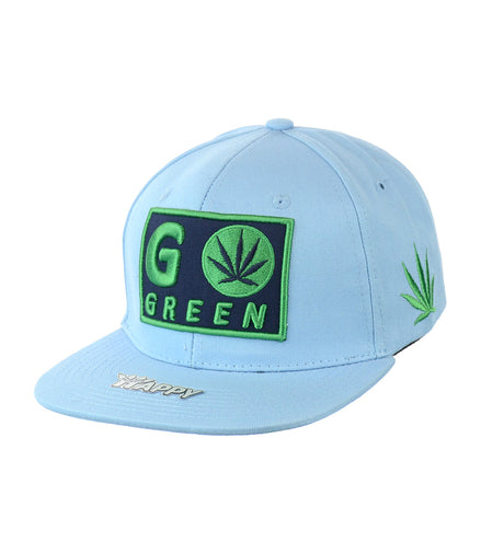 Go Green Leaf Embroidered Snapback Hat 100% Cotton