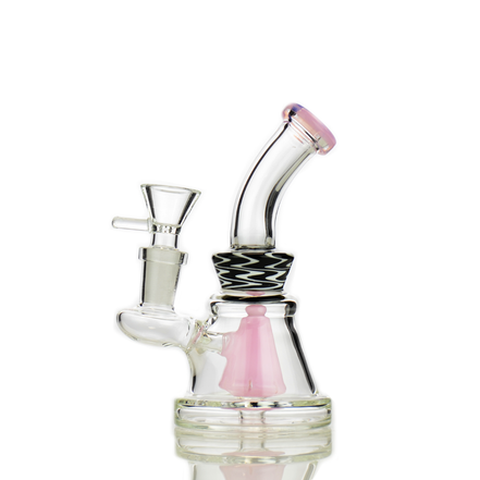 5.5" Water Pipe Bong with Slime Color Shower and Wigwag Art 14mm Male Bowl