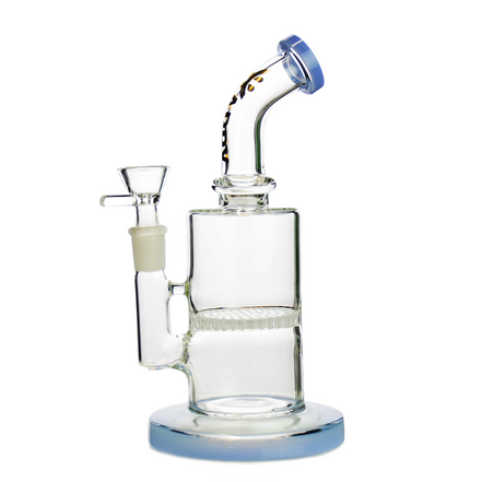 8" Water Pipe Honeycomb Shower with 14mm Male Bowl Happy Fumes Glass