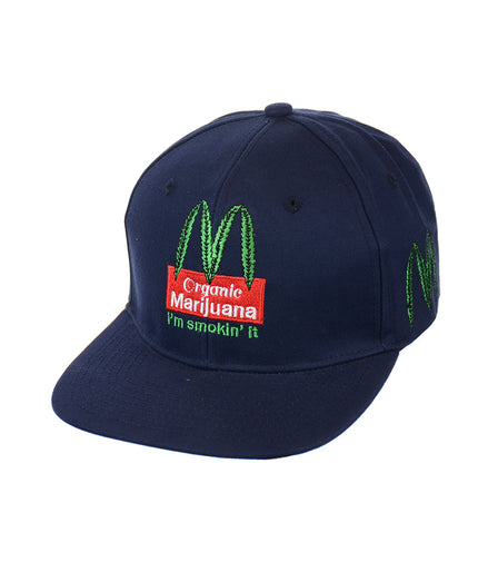 ORGANIC LEAF Embroidered Snapback Hat 100% Cotton