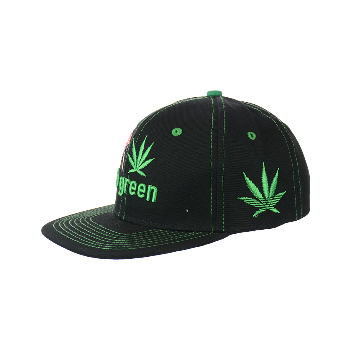 Mushroom Go Green Embroidered Snapback Hat 100% Cotton