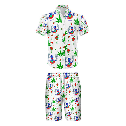 I Am Landing Leaf White Shirt and Short Set, Pack of 5 Sizes Sets, 1-M, 1-L, 1-XL, 1-XXL, 1-XXXL