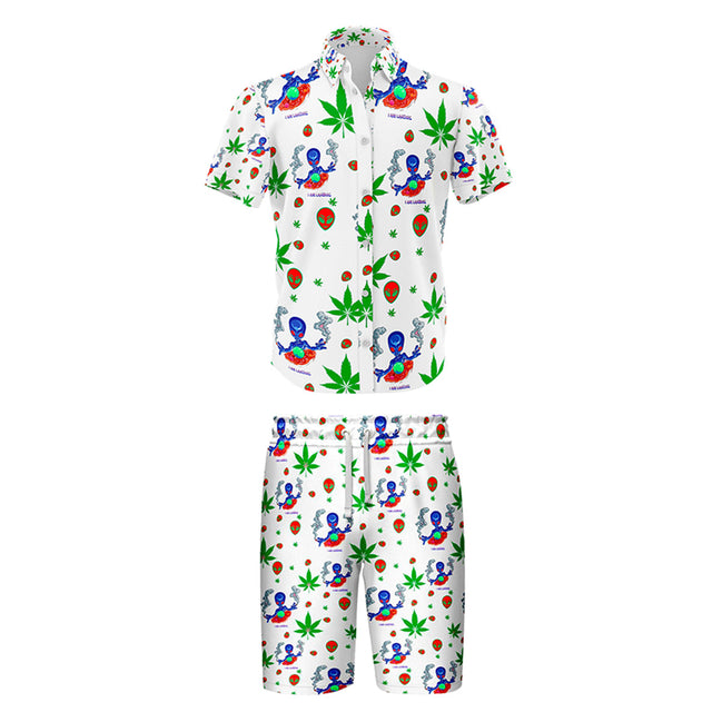 I Am Landing Leaf White Shirt and Short Set, Pack of 5 Sizes Sets, 1-M, 1-L, 1-XL, 1-XXL, 1-XXXL