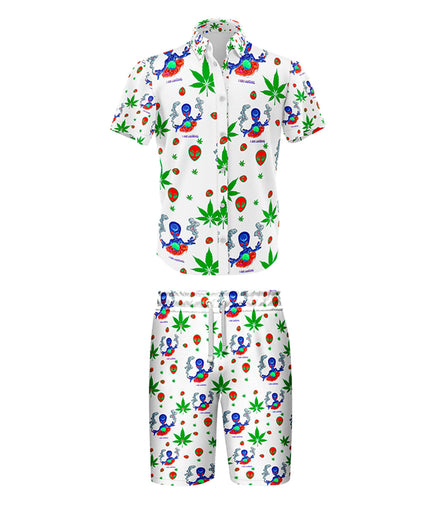 I Am Landing Leaf White Shirt and Short Set, Pack of 5 Sizes Sets, 1-M, 1-L, 1-XL, 1-XXL, 1-XXXL